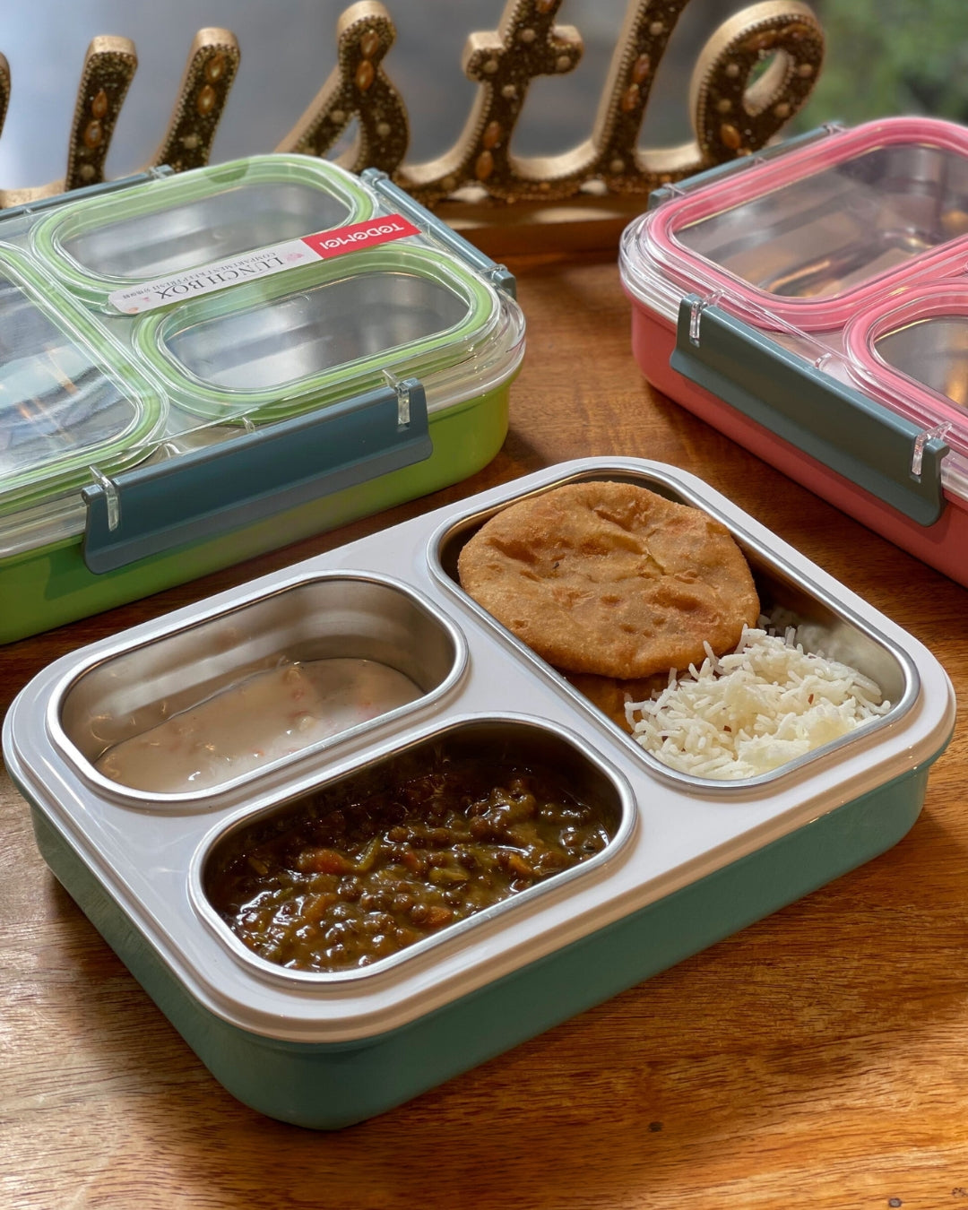 3 Compartment Tedemei Stainless Steel Lunch Box (100% Leak Proof)