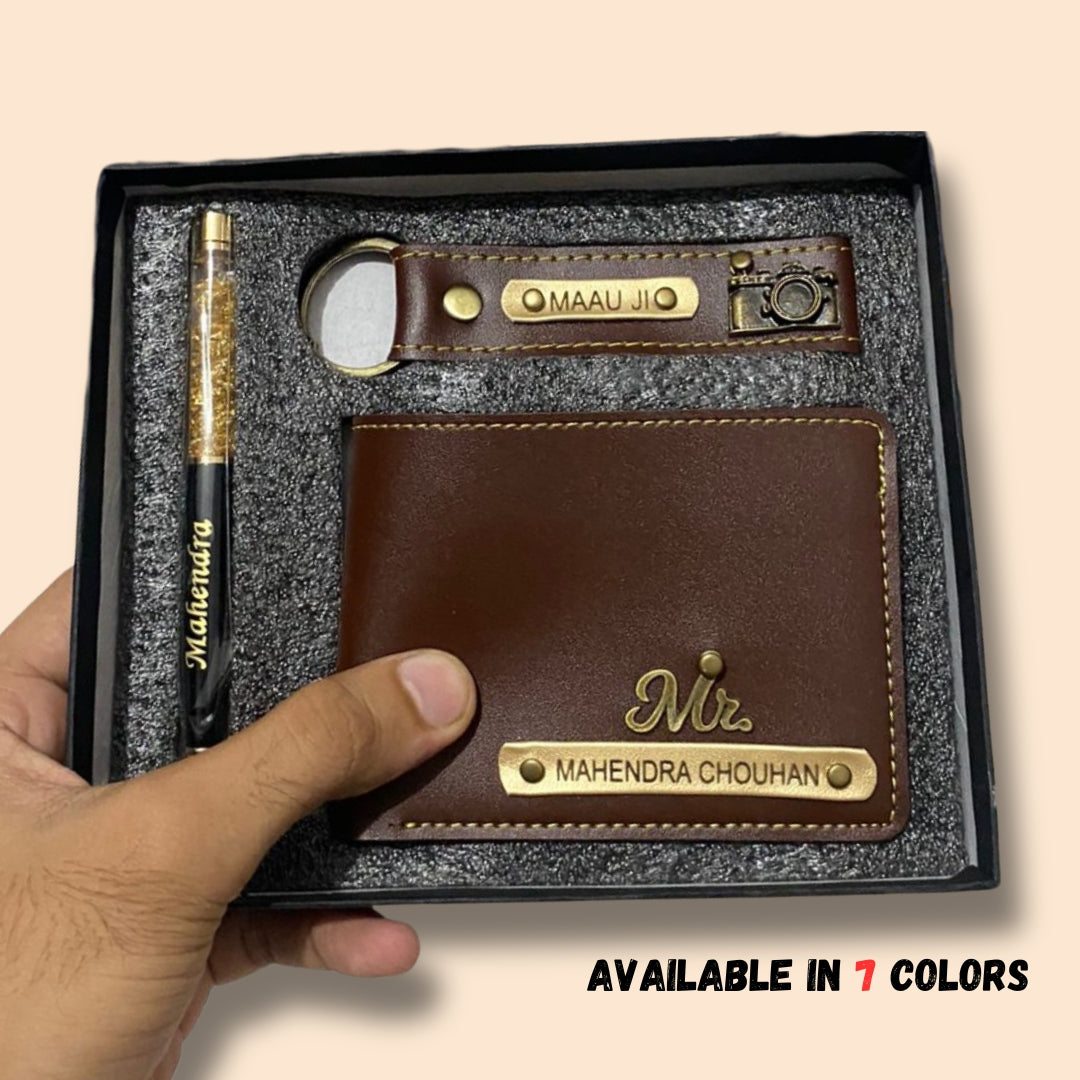 Personalized Wallet, Keychain and Pen Men's Combo 2.0 (3 Pcs)