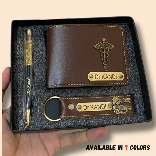 Personalized Wallet, Keychain and Pen Men's Combo 2.0 (3 Pcs)