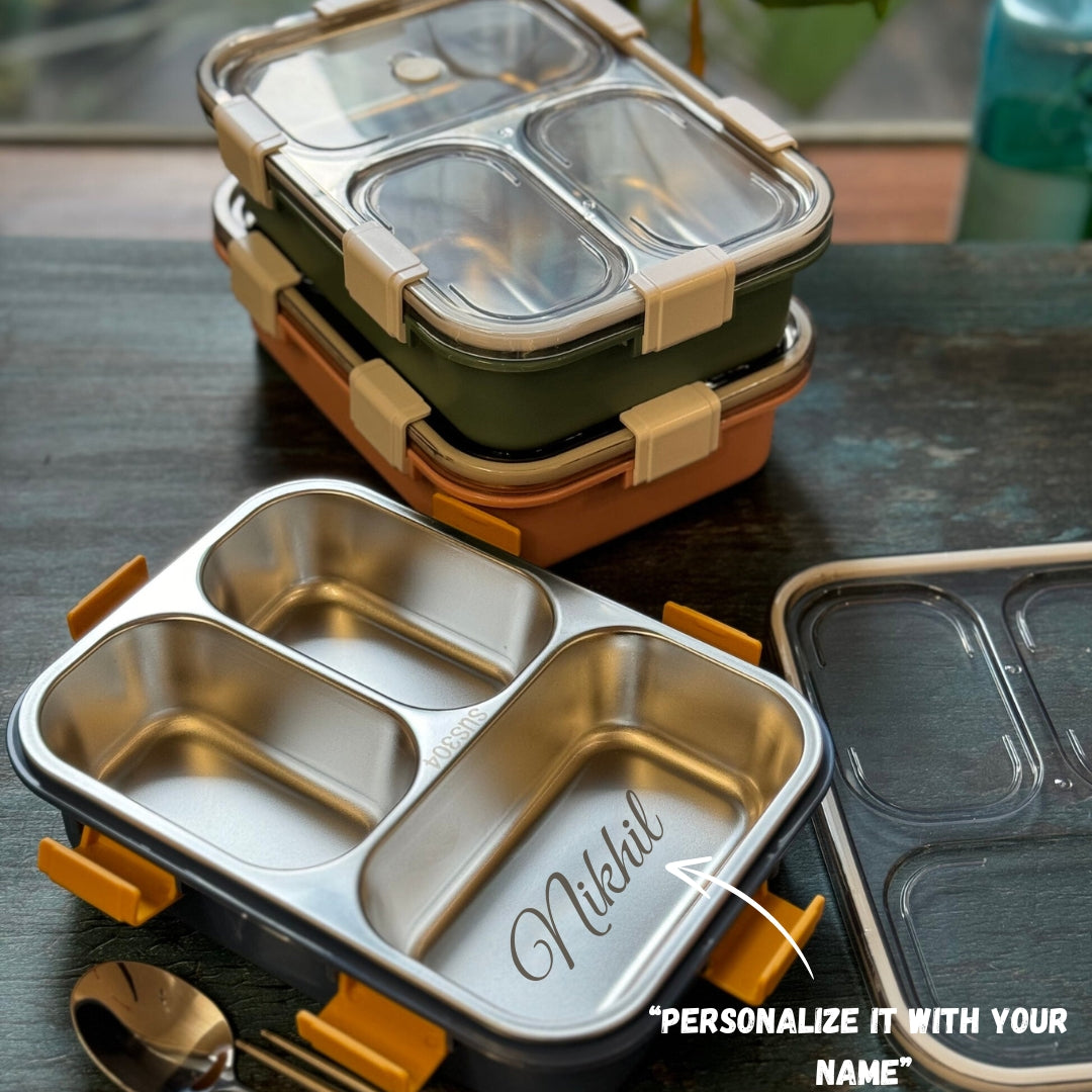 3 Compartment Stainless Steel Bento Lunch Box