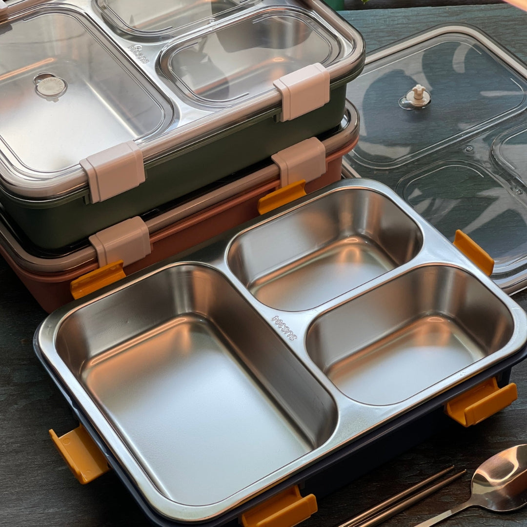 3 Compartment Stainless Steel Bento Lunch Box