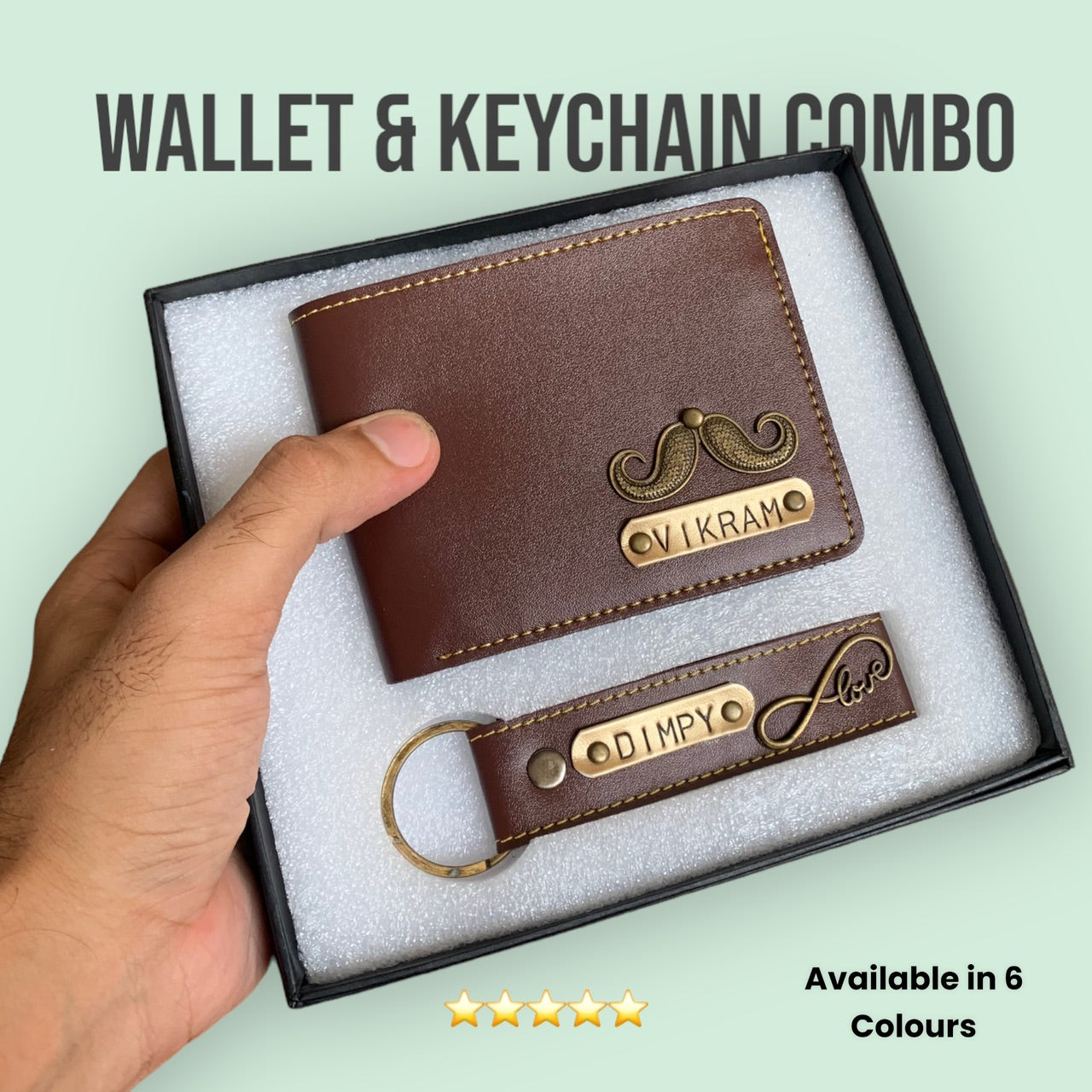 Personalized Name Wallet and Keychain Combo